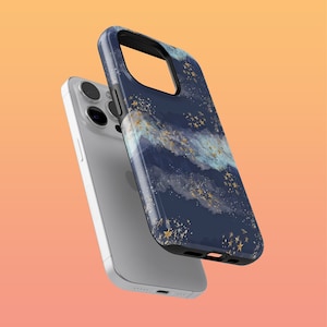 Tough Blue Watercolour Phone Case Cute Stars Cover for iPhone 16Plus, 15, 14, Google Pixel 9Pro XL, 8A, 7A, 6A, Samsung S24, S23, S22, A54