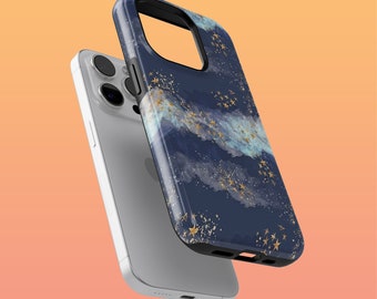Tough Blue Watercolour Phone Case Cute Stars Cover for iPhone 16Plus, 15, 14, Google Pixel 9Pro XL, 8A, 7A, 6A, Samsung S24, S23, S22, A54