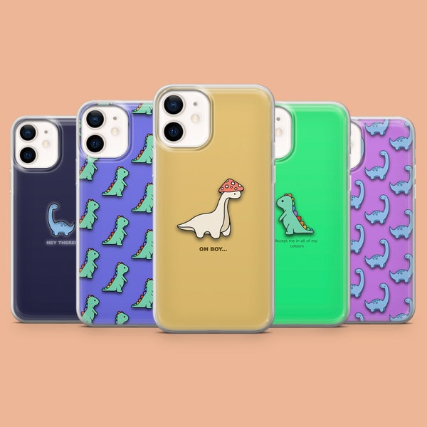 Dino Phone Case Cute Dinosaur iPhone Cover for iPhone 15, 14Pro, 13, 12, 11, Pixel 8A, 8Pro, 7A, Samsung S24, S22, S23FE, A54, A25, A15, A14