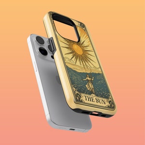 Custodia per telefono resistente con carte dei tarocchi The Sun Cover per iPhone 16Plus, 15, 14, 13, Google Pixel 9Pro XL, 8A, 7A, 6A, Samsung S24Ultra, S23, S22, A54
