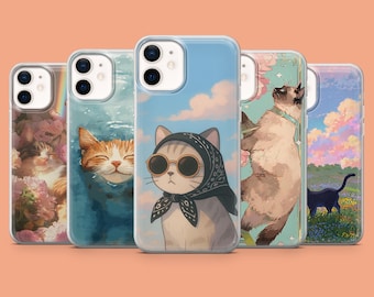 Blissful Cat Phone Case Black Kitty iPhone Cover for iPhone 18Pro, 17E, 15, 14, 13 Samsung S26Fe, S23, A56, A15 Pixel 11Pro XL, 10A, 8A, 7A