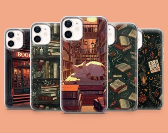Funda de teléfono Cozy Bookstore Witchy Books para iPhone 17Air, 16E, 15, 14, Samsung S25, S24Fe, A56, A15, Pixel 10, 9A, 9Pro XL, 8A, 8