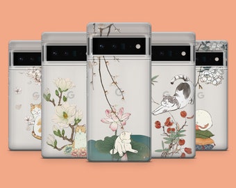 Genomskinligt kattfodral Maneki Neko för Google Pixel 10, 9A, 9Pro XL, 8A, 8Pro, 7A, Samsung S25, S24Fe, A56, A15, iPhone 17Pro, 16E