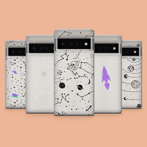 Stars Planets Phone Case Transparent Phone Cover for Google Pixel 9A, 9Pro XL, 8A, 8, 7A, Samsung S25, S24Fe, S23Ultra, A56, A15, iPhone 16E