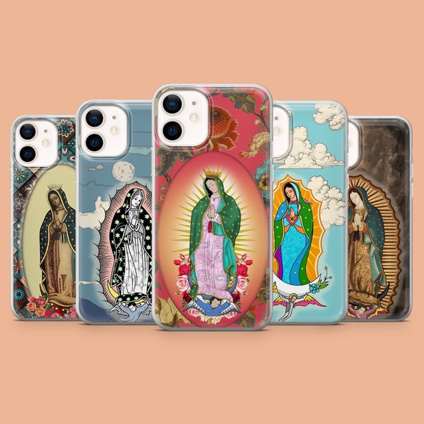 Coque de portable Vierge Marie Sainte Guadalupe pour iPhone 15, 14Pro, 13, 12, Pixel 8A, 8Pro, 7A, Samsung S24, S22, S23FE, A54, A25, A15