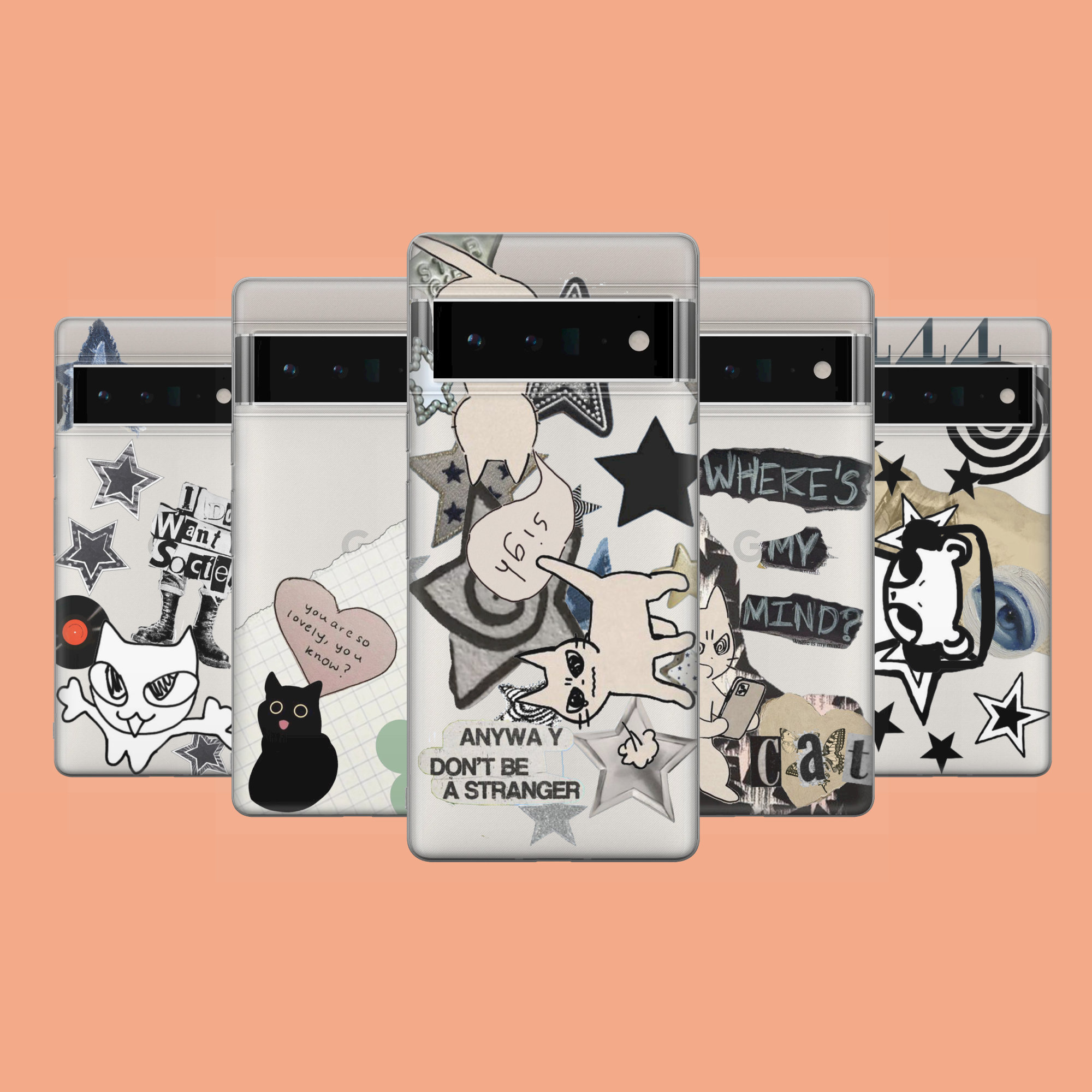 Fotocollage-telefoonhoesje Y2k Stars-telefoonhoes voor Google Pixel 10, 9A, 9Pro XL, 8A, 8Pro, 7A, Samsung S25, S24Fe, A15, iPhone 17Pro, 16E, X