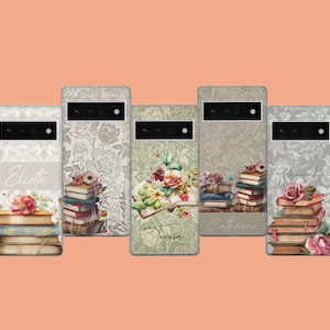 Floral Bookish Phone Case Vintage Phone Cover for Google Pixel 10, 9A, 9Pro XL, 8A, 8Pro, 7A, Samsung S25, S24Fe, A15, iPhone 17Pro, 16E, X
