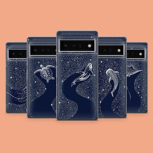 Funda de teléfono con diseño de medusa azul y raya para Google Pixel 9A, 9Pro XL, 8A, 8Pro, 7A, Samsung S25, S24Fe, S23Ultra, A56, A15 y iPhone 16E