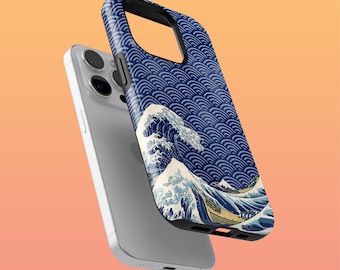 Stabile Kanagawa Wave Handy Hülle Japanisches Muster Cover für iPhone 15, 14, 13, 12, Google Pixel 8, 8Pro, 7A, 6A, Samsung Galaxy S24, S23, A54