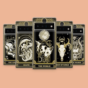 Goth Skeleton Phone Case Tarot Deck Phone Cover for Google Pixel 10, 9A, 9Pro XL, 8A, 8Pro, 7A, Samsung S25, S24Fe, A15, iPhone 17Pro, 16E