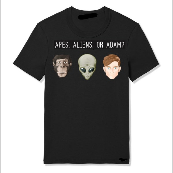 Graphic T-shirts, Short Sleeve & Long Sleeve, Apes, Aliens or Adam?