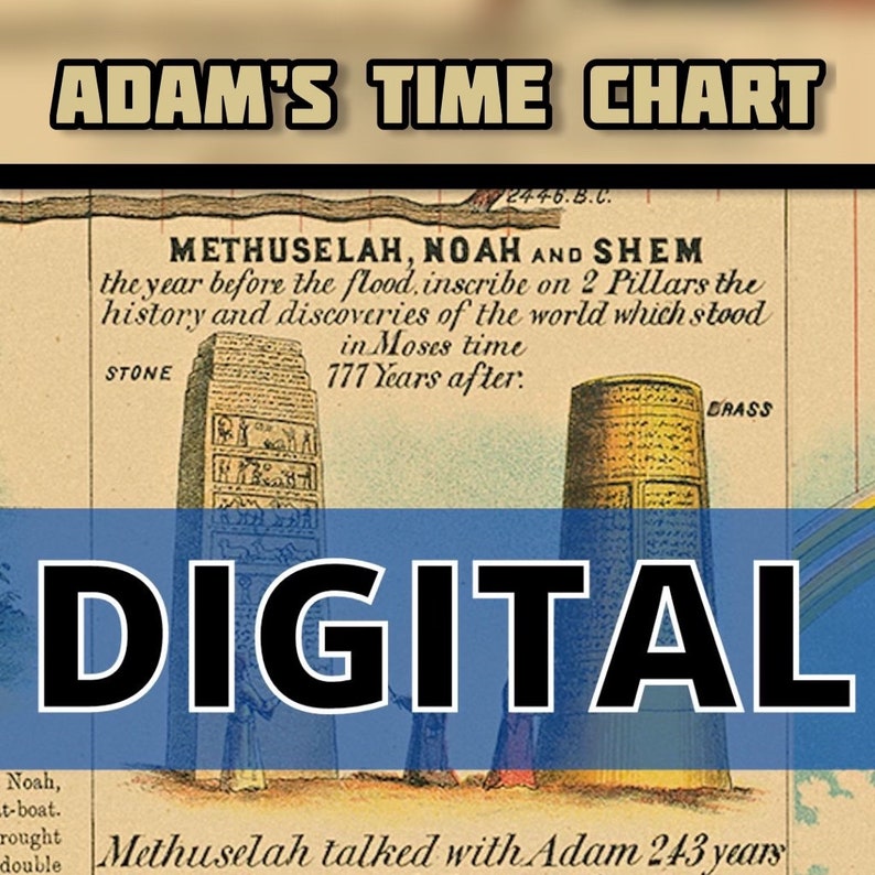 Adams Time Chart, Instant JPG Digital Download Page, Biblical Timeline