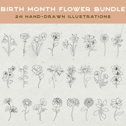 Birth Month Flowers SVG Clipart Summer Flower Svg Birth - Etsy