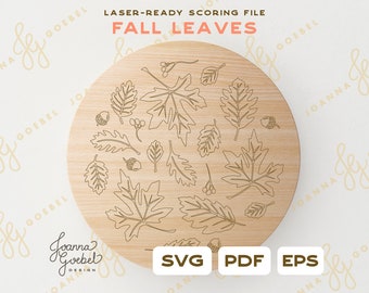 Fall Leaves Scoring svg; Fall Wood Round SVG; Glowforge Score File; Single Line SVG; Fall Pattern SVG; Fall backer svg; Joanna Goebel Design