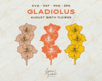 Gladiolus Flower SVG, August Birth Flower, Floral Clipart (Digital Download)