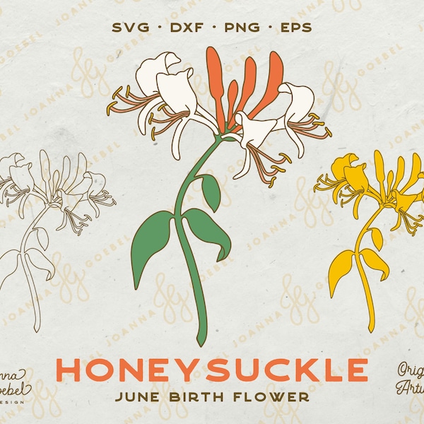 Honeysuckle SVG; June Birth Flower svg; Layered Flower SVG; Spring Flower svg; Honeysuckle art; birth month flower; Cricut, Silhouette dxf