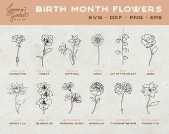 Birth Month Flower SVG Clipart Bundle (Digital Download)