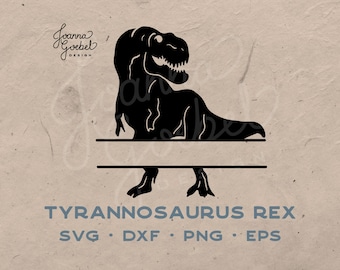 T-Rex SVG; Dinosaur Split Monogram SVG; Dino Name SVG;  Cricut, Silhouette, Glowforge; Joanna Goebel Design; Dinosaur Birthday svg;
