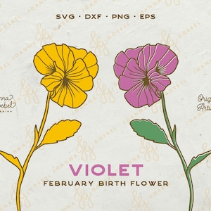 Violett SVG; Februar Geburt Blume SVG; Layered Flower SVG Bundle; JoannaGoebelDesign; Blumen Aufkleber; Frühlingsblume svg; Cricut, Silhouette