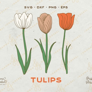 Tulpen SVG; Gelaagde Tulp SVG; Lente bloem SVG; Tulpenbundel; JoannaGoebelOntwerp; Gelaagde bloem SVG; Cricut, silhouet dxf