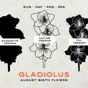 Gladiolus Flower SVG, August Birth Flower, Floral Clipart (Digital Download) image 2