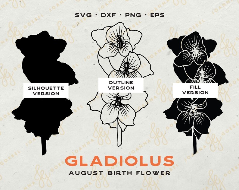Gladiolus Flower SVG, August Birth Flower, Floral Clipart (Digital Download) image 2