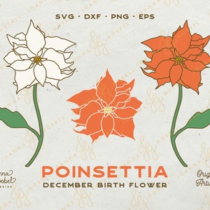 Kerstster SVG; December geboorte bloem SVG; gelaagde bloem-svg; Retro bloem-svg; kerst bloemen SVG; Cricut silhouet, dxf, png, eps