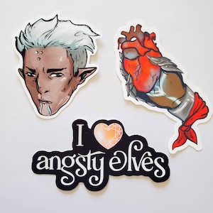 Paquete de pegatinas inspiradas en el romance de Fenris, pegatinas troqueladas, pegatinas de Fenris, Dragon Age, Bioware, pegatinas para diario, pegatinas de papelería