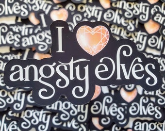 I Heart Angsty Elves Sticker, Die cut stickers, Fenris sticker, Dragon Age, Bioware, journaling stickers, stationary stickers