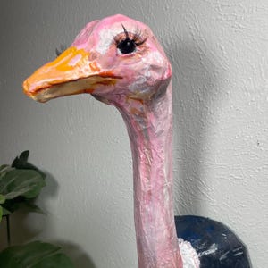 Folk Art Sassy Ostrich Wall Sculpture: Paper Mache Decor