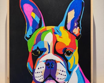 Large Original Framed 50x40cm framed retro popart acrylic painted canvas