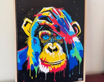 Framed original ape acrylic large canvas