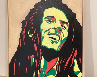 Bob Marley original acrylic framed canvas