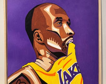 Large original acrylic framed Kobe Steph Curry canvas painting