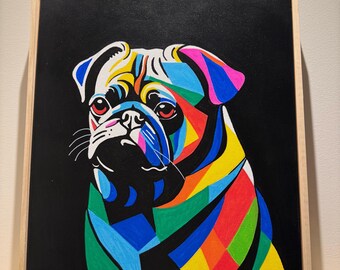 Large Original Framed 50x40cm framed retro popart acrylic painted canvas