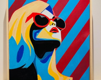 Large Original Framed 50x40cm framed retro popart canvas