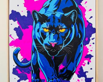 Large Original Framed 50x40cm framed retro popart acrylic painted canvas