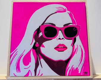 Original Framed 30x30cm framed retro popart canvas