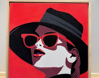 Original Framed 30x30cm framed retro popart canvas