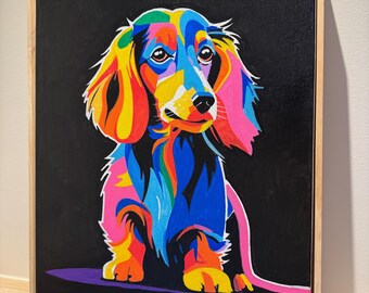 Large Original Framed 50x40cm framed retro popart acrylic painted canvas
