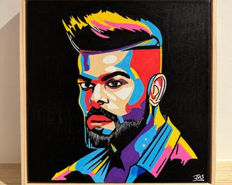 Framed original Virat Kohli acrylic canvas