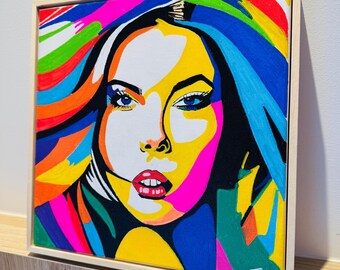 Original Framed 30x30cm framed retro popart canvas