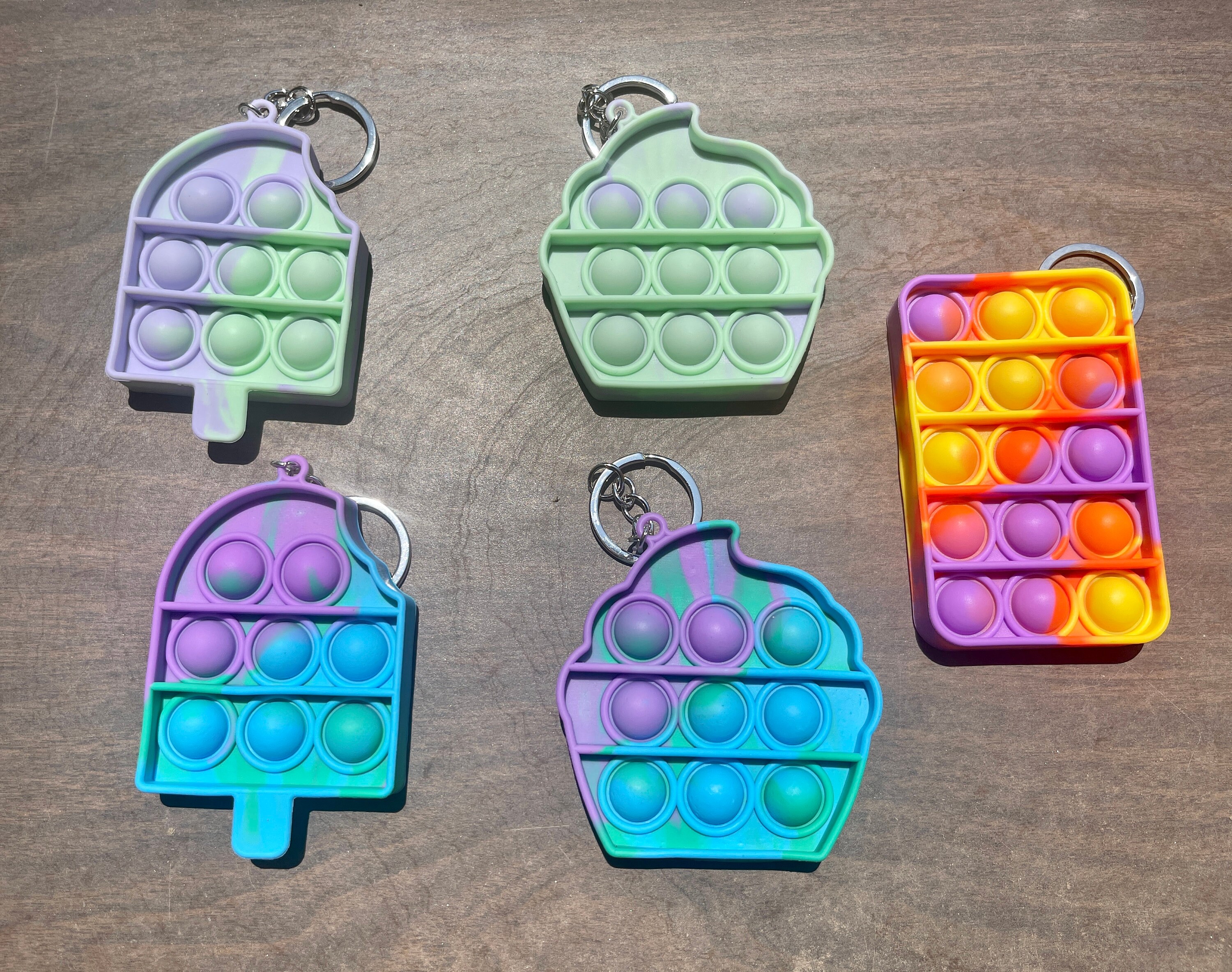Tie Dye Mini Pop it Keychain, Fidget Toy, Simple Dimple