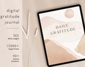 Digital Gratitude Journal - 365 Pages - for ipad, goodnotes, notability - with bonus digital self-care stickers