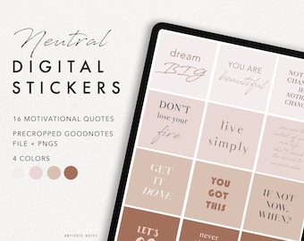 Digital stickers | motivational quotes neutral, PNG, Goodnotes, Notability PDF planners