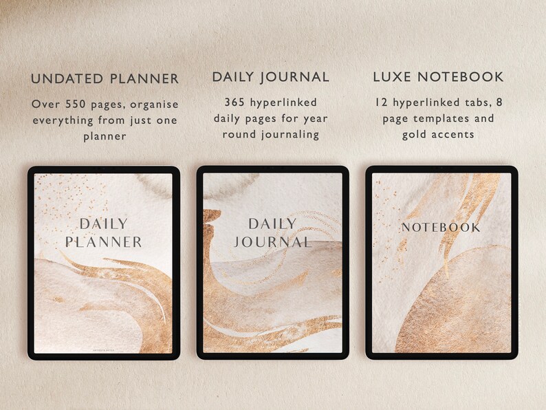 Digital Planner Bundle Undated Planner Daily Journal Luxe | Etsy