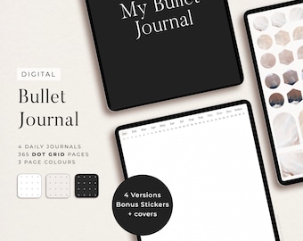 Digital Bullet Journal - Daily dot grid, bonus stickers and page templates