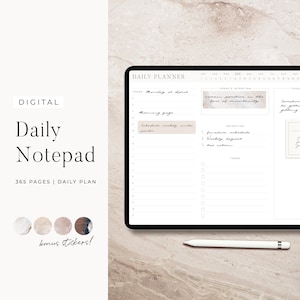Digitaler täglicher Notizblock - 365 LANDSCAPE Daily Planner Seiten - für ipad, goodnotes, notability - mit Bonus digitalen Stickern
