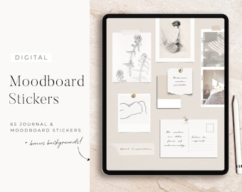 Naklejki cyfrowe - dziennik moodboard, cyfrowe naklejki PNG dla iPad Planner, dziennik Goodnotes