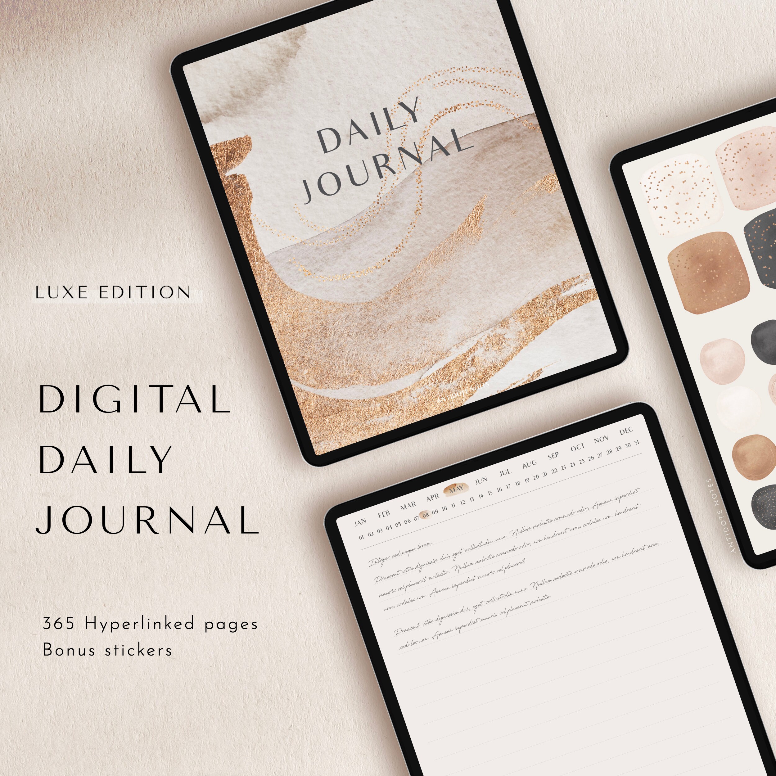 One Line a Day Digital Daily Journal, 5 Year Journal, Goodnotes iPad  Notebook, Hyperlinked Digital 365 Diary, Stickers & Covers, Minimalist 